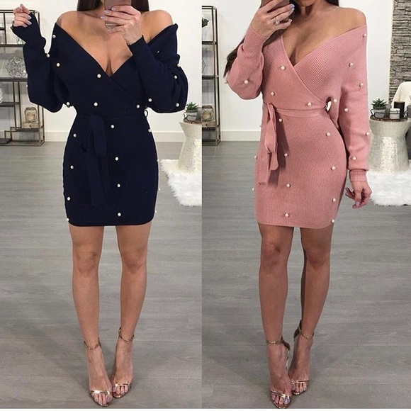 Maroon sweater dress. - Picture 3 of 3